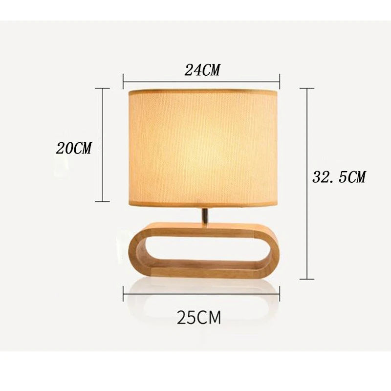 Lampara De Mesa Base De Madera.