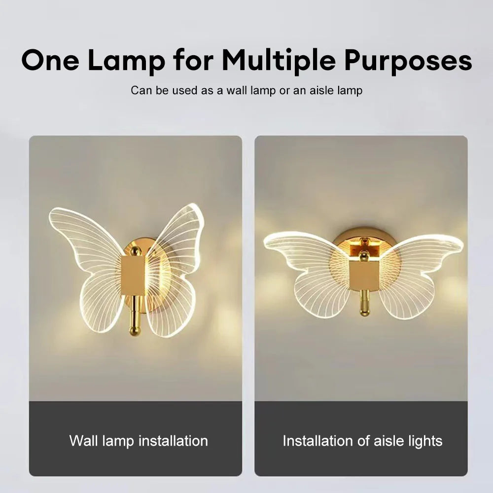 Lampara De Pared LED De Mariposa.