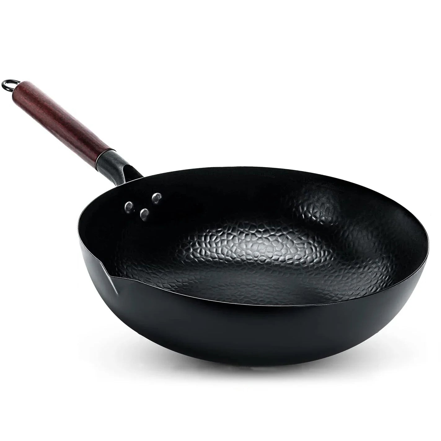 Sartén Wok De Acero Con Tapa De Madera.