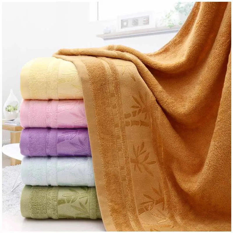 2pcs Bamboo Fiber Towels Sets 34x74cm 70x140cm Home Bath Towels
