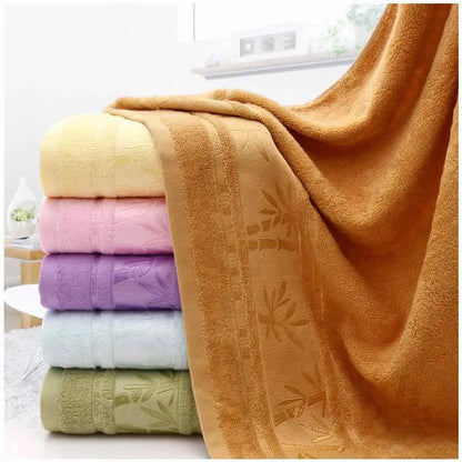 2pcs Bamboo Fiber Towels Sets 34x74cm 70x140cm Home Bath Towels